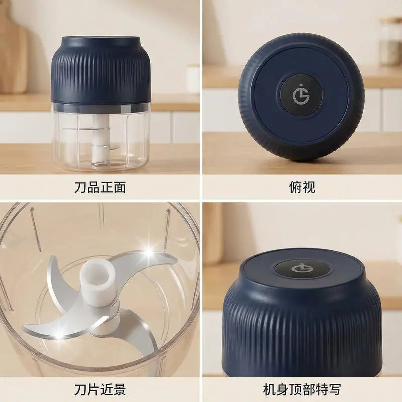 Electric Food Shredder, Mini Meat Grinder, Garlic Puree Maker, USB Charging, Portable Kitchen Gadget for Minced Meat, Vegetable, Onion, Ginger, Chili, Rechargeable Lithium Battery Raccoon Cheese Grater Lychee Peelers