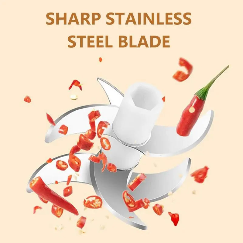 Electric Food Shredder, Mini Meat Grinder, Garlic Puree Maker, USB Charging, Portable Kitchen Gadget for Minced Meat, Vegetable, Onion, Ginger, Chili, Rechargeable Lithium Battery Raccoon Cheese Grater Lychee Peelers