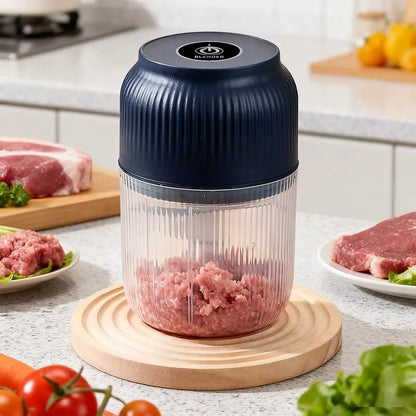 Electric Food Shredder, Mini Meat Grinder, Garlic Puree Maker, USB Charging, Portable Kitchen Gadget for Minced Meat, Vegetable, Onion, Ginger, Chili, Rechargeable Lithium Battery Raccoon Cheese Grater Lychee Peelers