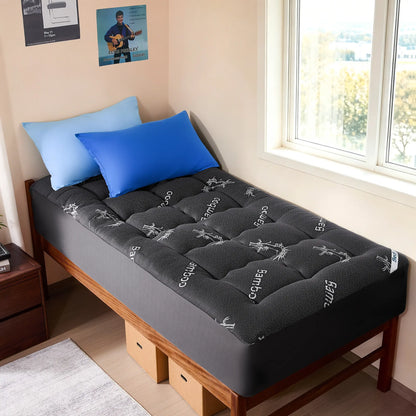 Summerwins【Bedlore】Bamboo Cooling Mattress Topper with Fitted Sheet, Thick Luxury Comfort Layer, Breathable & Soft on Skin, Deep Pocket Design, Machine Washable, Ideal for Bedroom & Home Use