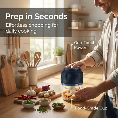 Electric Food Shredder, Mini Meat Grinder, Garlic Puree Maker, USB Charging, Portable Kitchen Gadget for Minced Meat, Vegetable, Onion, Ginger, Chili, Rechargeable Lithium Battery Raccoon Cheese Grater Lychee Peelers
